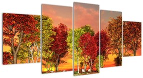 Természet kép - színes fák (150x70cm)