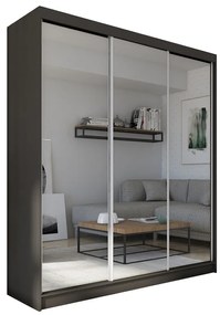 ROBERTA tolóajtós ruhásszekrény tükörrel, wenge, 180x216x61