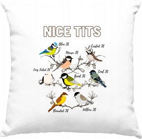 Humoros párna Cinegék Art Fehér