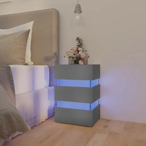 Szürke szerelt fa LED-es éjjeliszekrény 45 x 35 x 67 cm