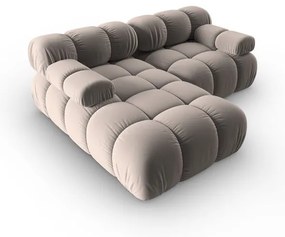 Világosbarna bársony moduláris sarokkanapé (bal oldali) Bellis – Micadoni