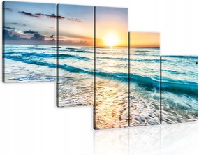 Vászonkép 170x100 Naplemente tengerpart óceán hullámok tenger természet nyugalom harmónia