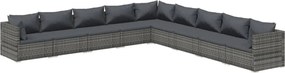 9 részes szürke polyrattan kerti ülőgarnitúra párnákkal