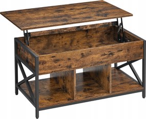 Dohányzóasztal pad emelhető asztallappal és tárolóval 50x100x49-62cm