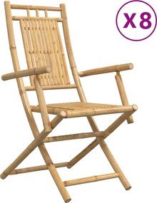 vidaXL 8 db összecsukható bambusz kerti szék 53 x 66 x 99 cm