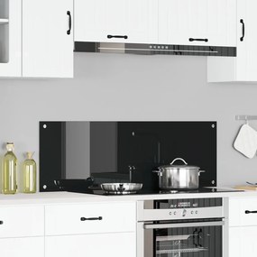 Konyhai Fali Panel Fekete 120x40x0,6 cm Edzett Üveg