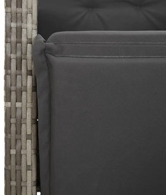 5 részes szürke polyrattan kerti bisztrógarnitúra párnákkal
