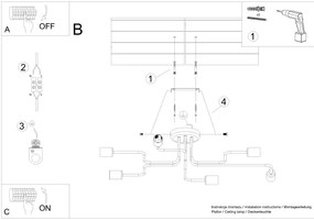 Sollux SL.1447 - Felületre szerelhető csillár VECTOR 6xE27/15W/230V fekete