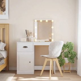 fehér fésülködőasztal LED-lámpákkal 90x42x132,5 cm