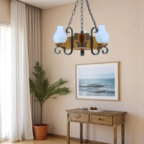 Brilagi - Csillár láncon QUEEN 3xE14/40W/230V bükkfa