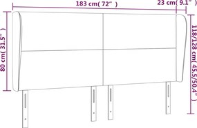 tópszínű szövet fejtámla szárnyakkal 183x23x118/128 cm