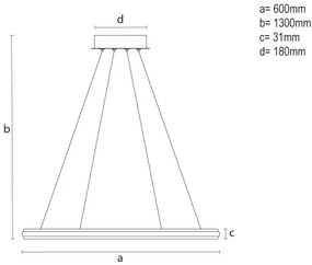 LED fényerőszabályozható csillár kábellel LED/55W/230V 3000-6500K átm. 60 cm + távirányító