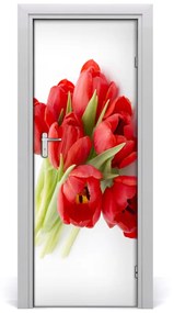 Ajtóposzter öntapadós piros tulipánok 75x205 cm