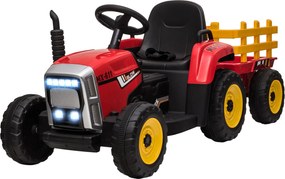 HOMCOM Elektromos Traktor Pótkocsival, Gyerekeknek Szánt Traktor Távirányítóval, Elektromos Autó MP3 Funkcióval, Gyermek Jármű Fényszórókkal, 3-6KM/H,