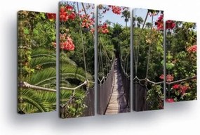 Vászonkép 150x100 Trópusi függőhíd dzsungel egzotikus természet virágok