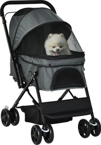 PawHut Állat Sportkocsi Kutyák és Macskák Számára - Pet Kocsi Oxford Sötét Szürke 76,5 x 52 x 95 cm | Aosom