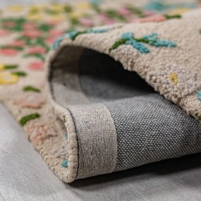 Krémszínű kézi szövésű gyapjú szőnyeg 120x170 cm Emilia Floral – Flair Rugs