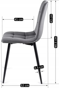 Krzesło PERU Szare Welurowe