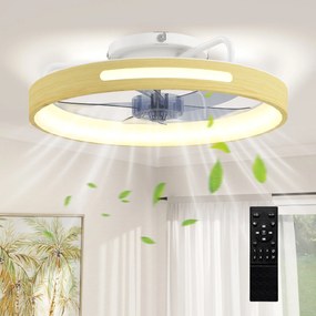 HOMCOM 49 cm LED mennyezeti ventilátor világítással, 40 W, fordítható DC motor, csendes működés, távirányító, 6 sebesség, 3 színhőmérséklet, időzítő —