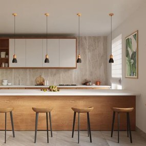 Sollux SL.0963 - Csillár zsinóron QUBIC 1xE27/60W/230V beton/fa fekete