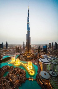 Fotográfia Elevated view of Burj Khalifa at twilight, Dubai, John Harper, (26.7 x 40 cm)