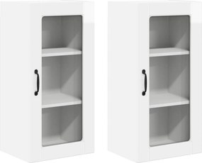 vidaXL Konyhaszekrény 2 pcs Magas Fényű Fehér 40 x 31 x 80 cm Faanyag