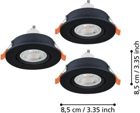 Eglo 902251 - SZETT 3xLED fürdőszobai süllyesztett mennyezeti lámpa BARRANCO 1xGU10/4,5W/230V IP44 fekete