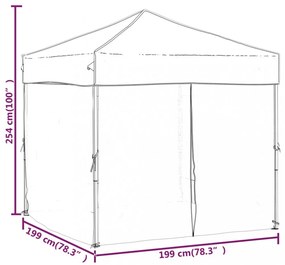 antracitszürke összecsukható partisátor oldalfalakkal 2 x 2 m