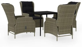 vidaXL 5 részes barna kerti étkezőgarnitúra