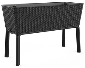 Splendor megemelt műanyag kerti virágláda 120l fonott rattan