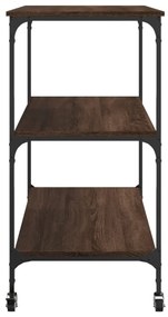 barna tölgyszínű szerelt fa konyhai kocsi 102 x 50 x 95 cm
