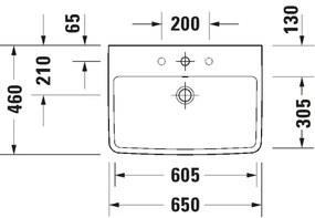 Duravit 23756500002 - Falra szerelhető D-NEO mosdó 65x46 cm kerámia/fényes fehér