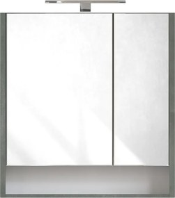 Piramida AKVA Tükrös fürdőszobai szekrény - 2 ajtós kivitel - LED világítással - FEHÉR-SÖTÉT - 65 x 69 x 15 cm