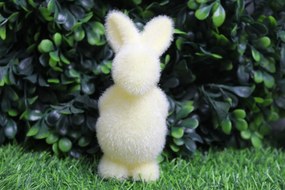 Álló nyuszi flokkolt 13x7 cm Krémszínű FG64-02