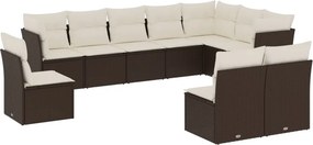 vidaXL 10 részes barna polyrattan kerti ülőgarnitúra párnákkal