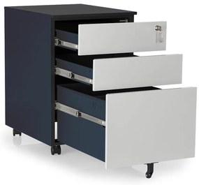 Fém konténer 40 x 50 x 61 cm - 3 fiók, antracit - ral 7016