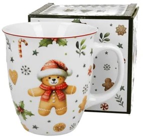 Karácsonyi porcelán nagy bögre mézeskalács macis díszdobozban 650 ml