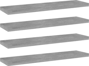 vidaXL 4 db betonszürke szerelt fa könyvespolc 40 x 10 x 1,5 cm