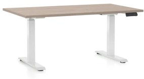OfficeTech D állítható magasságú asztal, 140 x 80 cm, fehér alap, tölgy