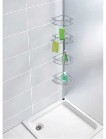 Fényes ezüstszínű teleszkópos rozsdamentes acél fürdőszobai sarokpolc Dolcedo – Wenko