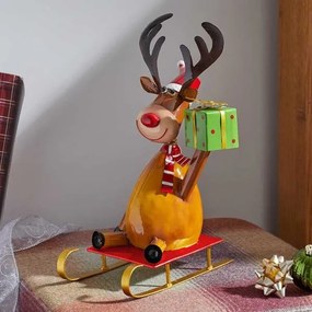 Karácsonyi Rudy a rénszarvas szánon dekoráció 36 cm