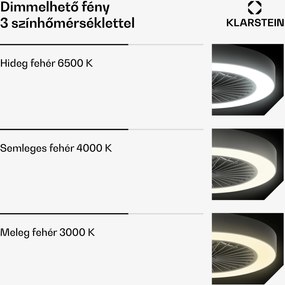 Klarstein ZenBreeze intelligens mennyezeti ventilátor világítással | 48 cm | 16 W | Csendes | LED | Akril