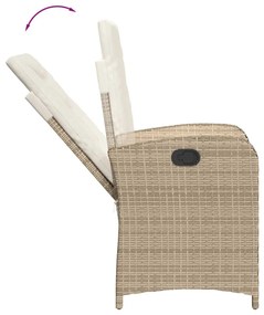 3 részes bézs polyrattan kerti étkezőgarnitúra párnákkal