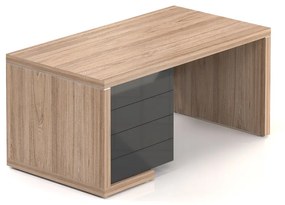 Lineart asztal 160 x 85 cm + bal konténer, világos szil / antracit