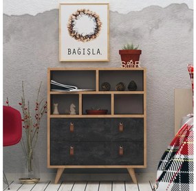 Komód MARCO 85,6x70 cm antracit/barna