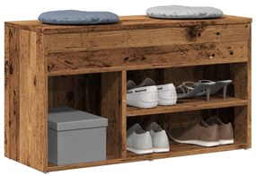 antik fa színű szerelt fa cipőtároló pad 80 x 30 x 45 cm