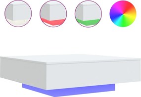 vidaXL fehér dohányzóasztal LED-lámpákkal 100 x 100 x 31 cm