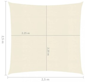 krémszínű HDPE napvitorla 160 g/m² 2,5 x 2,5 m