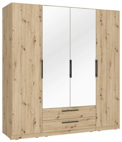 MARO gardróbszekrény tükörrel 200x213 cm artisan tölgy