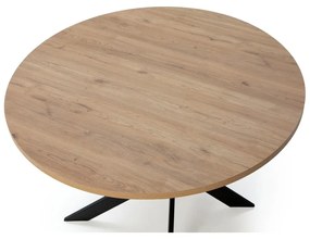 Kerek étkezőasztal tölgyfa dekoros asztallappal 120x120 cm Ther – Marckeric